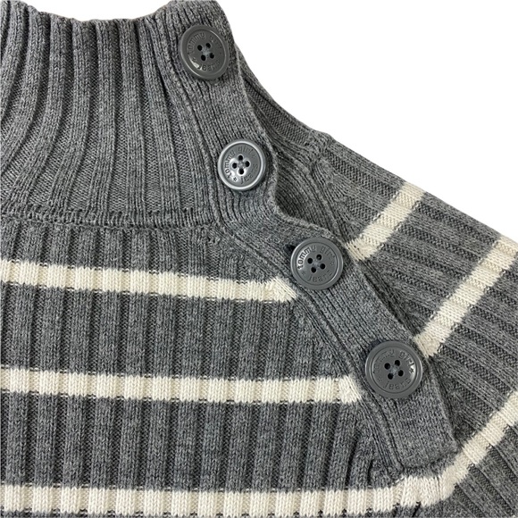 Tommy Sport Striped Winter sweater standing collar decorative buttons  S P - Picture 3 of 10